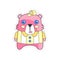 Cute funny pink bear colorful cloth patch, applique for decoration kids clothing cartoon vector Illustration