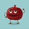 Cute funny pomegranate fruit character. Vector hand drawn cartoon kawaii character illustration icon. Isolated on blue