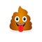 Cute funny poop with tongue. Emotional shit icon
