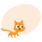 Cute and funny red cat character, curious, playful, mischievous