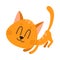 Cute and funny red cat character, fawning, asking for caress
