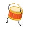 Cute funny red gold color drummer with sticks