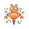 Cute funny robot android character, artificial robotics machine colorful vector Illustration