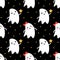 Cute funny romantic couple of ghosts halloween seamless pattern background