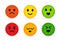 Cute and funny round faces with various emotions on the face. Isolated vector icon set on white background.