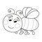 Cute funny ruddy bee flying, coloring book page