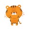 Cute funny sad little tiger. Vector