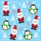 Cute and funny Santa Claus and penguin pattern