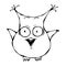 Cute Funny Scared Crazy Mad Insane Owl Bird . Isolated On a White Background Doodle Cartoon Hand Drawn Sketch Vector