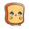 Cute funny scared toast character. Vector hand drawn traditional cartoon vintage, retro, kawaii character illustration