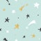 Cute funny seamless pattern background with hand drawn stars.