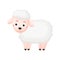 Cute funny sheep print on white background. Domestic cartoon animal character for design of album, scrapbook, greeting card,