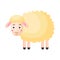 Cute funny sheep print on white background. Domestic cartoon animal character for design of album, scrapbook, greeting card,