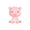 Cute funny sitting baby pig isolated on white background. Domestic adorable animal character for design of album, scrapbook, card