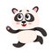 Cute and funny smiling baby panda character running, hurrying somewhere