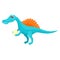 Cute and funny smiling baby spinosaurus, dinosaur character, decoration element