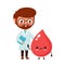 Cute funny smiling doctor and happy blood drop