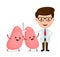 Cute funny smiling doctor and healthy happy lungs vector