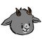 Cute funny smiling goat face in naive style vector clipart. Alpine baby billy goat with horns. Kawaii funny farm animal