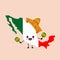 Cute funny smiling happy Mexico map