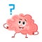 Cute and funny, smiling human brain character, intellectual, thinking organ