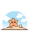 Cute and funny starfish on beach cartoon illustration