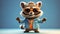 cute funny style raccoon in clothes, sunglasses