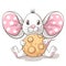 Cute, funny, tedy mouse cartoon characters. Idea for print t-shirt.