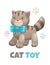 Cute funny textile cat toy. Vector kitty icon.