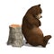Cute and funny toon bear. 3D rendering with