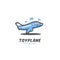 Cute funny toy plane logo icon symbol in cartoon comic mascot character of flying humanized plane