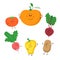 Cute funny vegetables vector set