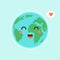 Cute funny world Earth emoji showing emotions of colorful characters vector Illustrations. The Earth, save the planet, save energy