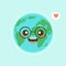 Cute funny world Earth emoji showing emotions of colorful characters vector Illustrations. The Earth, save the planet, save energy