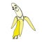 cute and funny yellow banana with peel. Banana smiles. . Character in cartoon style. Fruits. Healthy eating. Comics.