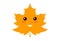 Cute and funny yellow cartoon maple leaf - clipart or icon.