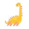 Cute funny yellow dinosaur. Prehistoric animal character colorful vector Illustration