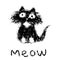 Cute fur cat says meow. Vector illustration.