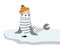 Cute Fur Seal as Arctic Animal in Knitted Hat Sitting on Glacier Vector Illustration