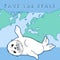 Cute fur seal, save the seals slogan, baby nerpa on worlds ocean background, animal extinction problem, Red List, editable vector