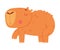 Cute furry baby capybara. Side view of funny animal of South America cartoon vector illustration