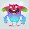 Cute furry blue monster troll or gremlin. Vector isolated. Design for children book