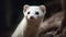 Cute furry ferret sitting, staring with curiosity, looking up playfully generated by AI