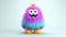 Cute Furry fluffy rainbow monster, cartoon 3d, alien monster illustration, on