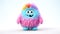 Cute Furry fluffy rainbow Monster, cartoon 3d, alien monster illustration, on white background