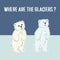 Cute furry polar bears, cartoon wild animals from Red List, extinction problem, melting of glaciers, editable vector illustration