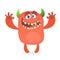 Cute furry red monster. Vector troll character. Design for children book, holiday decoration