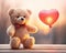 cute fuzzy teddy bear holding a heart.