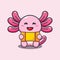 Cute gaming axolotl cartoon mascot illustration.