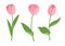 Cute garden tulip icons set, cartoon style